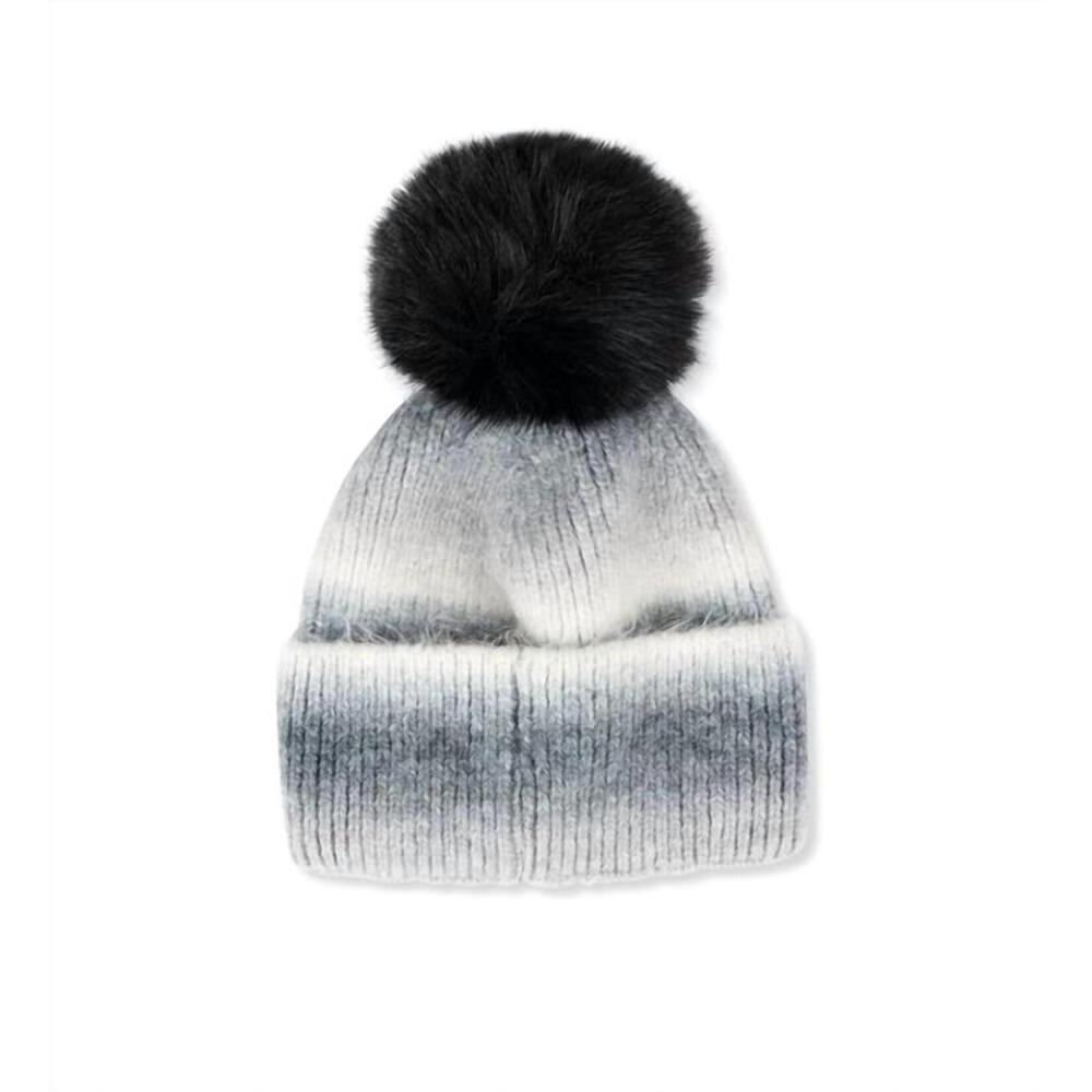 NEW HAUTE SHORE kids striped hat faux pom pom in city